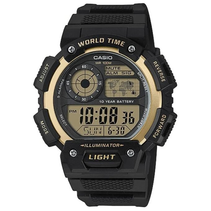 Montre-CASIO-Homme-AE-1400WH-9AVDF-Bracelet-Noir-En-Resine-Resistante-a-leau-12-Mois-De-Garantie-AE-1400WH-9AVDF