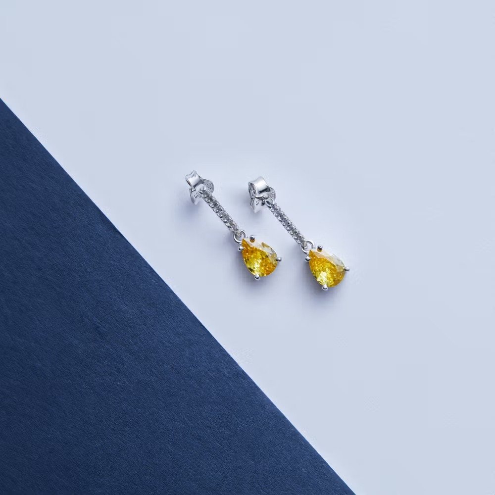 boucles d'oreilles femme morellato trésors saiw196 argent 925 avec pierre jaune fermoir papillon