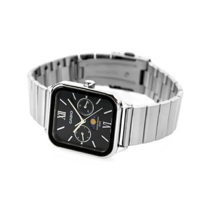 Montre homme Casio MTP-M305D-1AVDF – Phase de lune, Date, Jour, Acier inoxydable, Bracelet acier, Verre minéral, 50m étanche