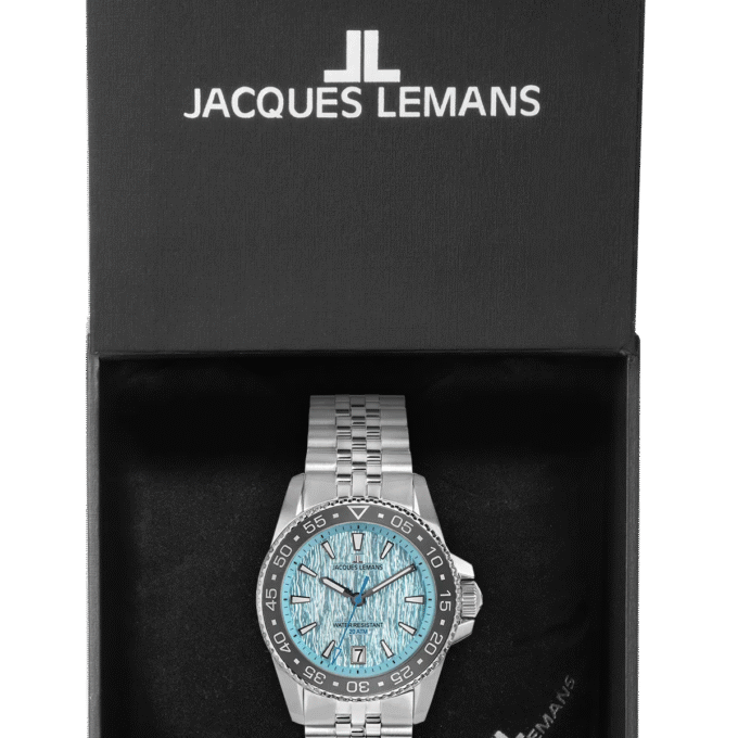 Montre Plongeur Liverpool Homme Quartz 41mm, Acier Inoxydable, Verre Cristal, Étanche 20 ATM, Bracelet Acier, Réf 1-2205M