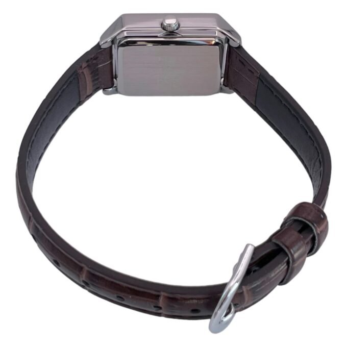Montre Casio Femme - Bracelet Marron En Cuir Véritable - Cadran Jaune - 12 Mois De Garantie - Ltp-V007L-9Budf
