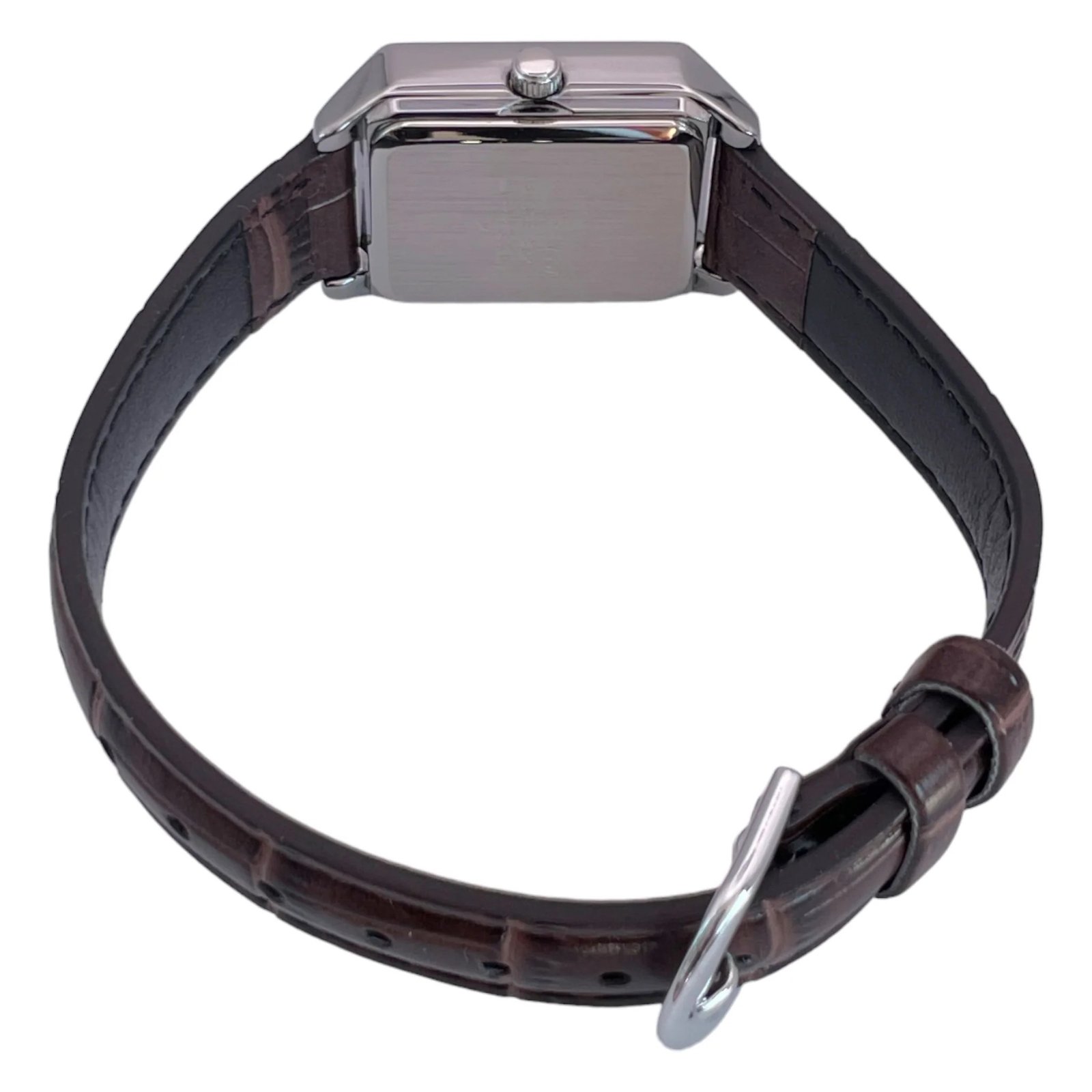 Montre-Casio-Femme-Bracelet-Marron-En-Cuir-Veritable-Cadran-Jaune-12-Mois-De-Garantie-Ltp-V007L-9Budf-LTP-V007L-9BUDF