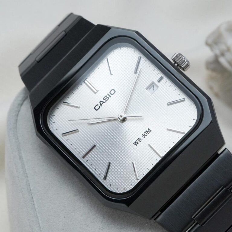 Montre-Classique-Casio-MTP-B185B-7AVDF-Quarz-Etanche-Aiguilles-Lumineuses-Date-Acier-Noir-MTP-B185B-7AVDF-MTP-B185B-7AVDF
