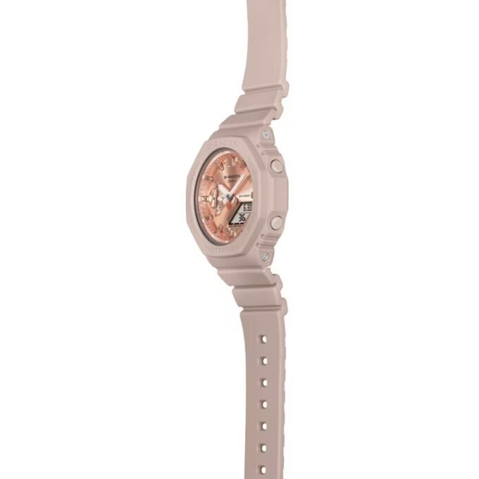 Montre Analogique-Digitale - G-Shock - Femme - Résistante aux Chocs, Étanche 20 ATM, Design Octogonal, Éclairage LED - Résine Renforcée Carbone - Rose Doré - GMA-S2100MD-4ADR