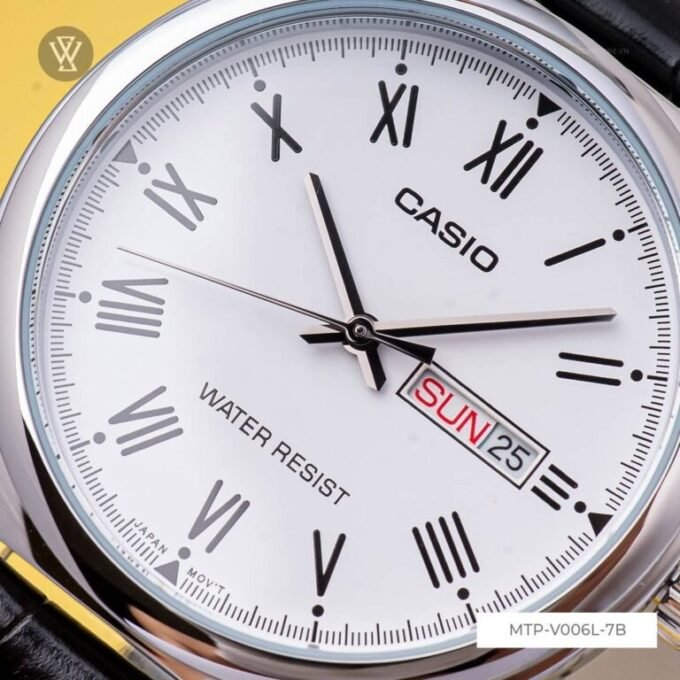Montre Casio Homme - MTP-V006L-7BUDF - Bracelet en cuir noir - Affichage analogique - Résistant à l'eau
