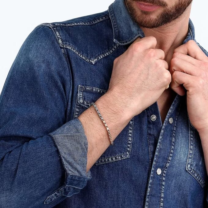 Bracelet Homme SECTOR SZS94 – Bijoux tendance, Acier inoxydable, Fermoir sécurisé, Style moderne – Argenté – Référence SZS94