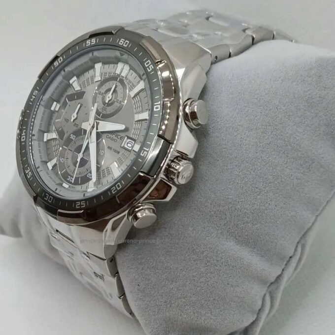 Montre Chronographe Classique Casio EFR-539DE-8AVUDF - 10 ATM, 2 Ans Batterie, ±20s/Mois, 1/10e Sec - Acier Inox/Alu - Gris Ionique - EFR-539DE-8AVUDF