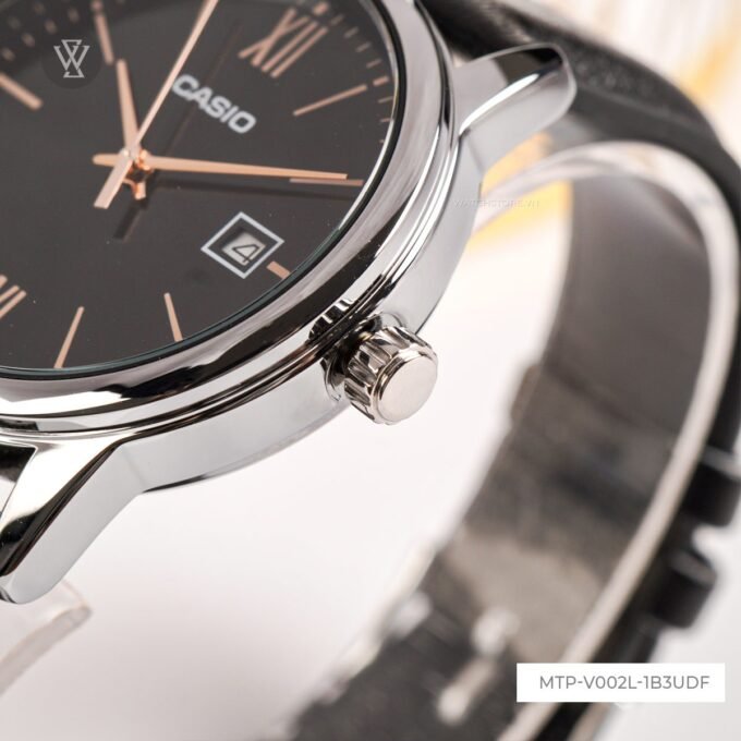 Montre Homme Casio - MTP-V002L-1B3UDF - Bracelet en Cuir Noir - Affichage analogique - Résistant à l'eau