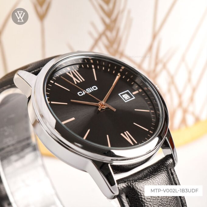 Montre Homme Casio - MTP-V002L-1B3UDF - Bracelet en Cuir Noir - Affichage analogique - Résistant à l'eau