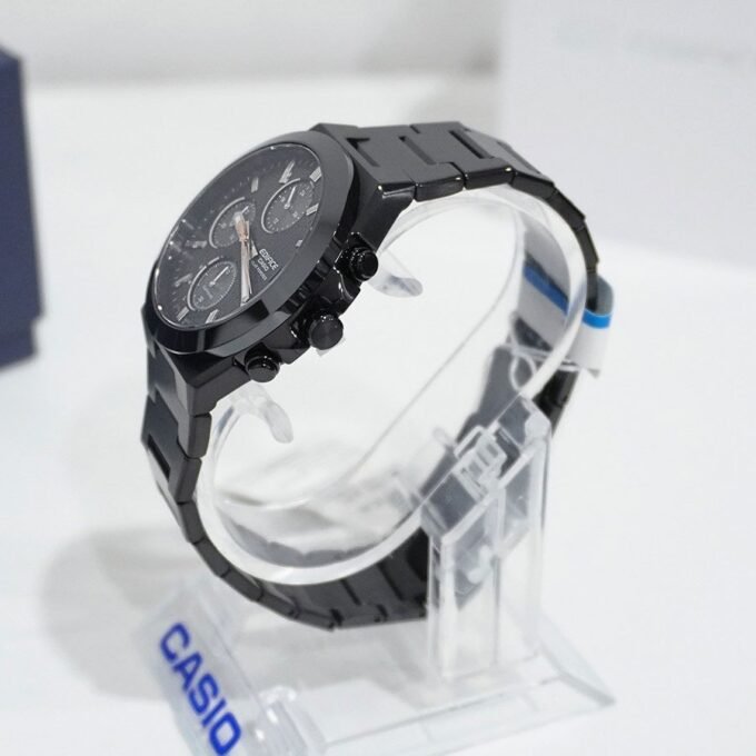 Montre Chronographe Solaire Casio EFS-S650DC-1ADF - Classique, Étanche 10 bar, Acier Inoxydable, Placage Ionique Noir - EFS-S650DC-1ADF