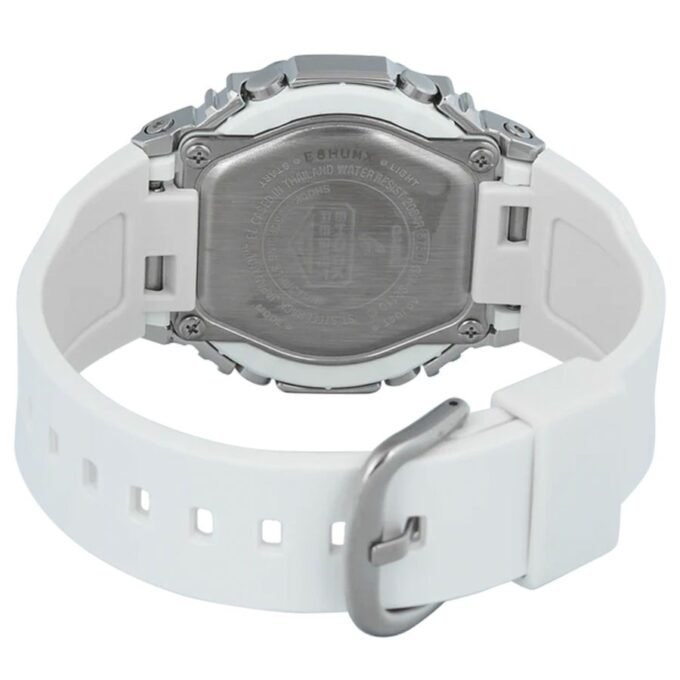 Montre Casio G-Shock Homme GM-S2110-7A6DR - Résine/Acier inoxydable, Résistante aux chocs, Étanche 200m, Double éclairage LED, Bracelet biosourcé - Blanc