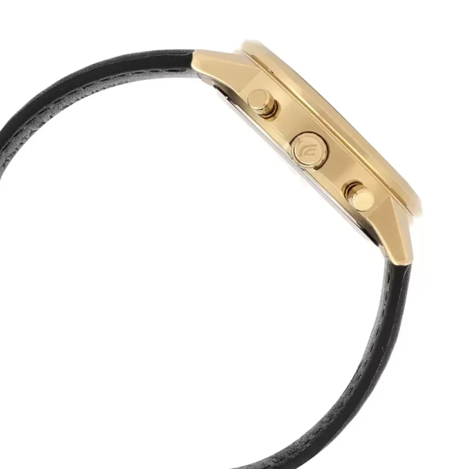 Montre homme EFR-575CL-3ADF Casio – Chronomètre, étanche 100m, boîtier acier inoxydable plaqué or, bracelet cuir, verre minéral sphérique – Vert – Référence EFR-575CL-3ADF