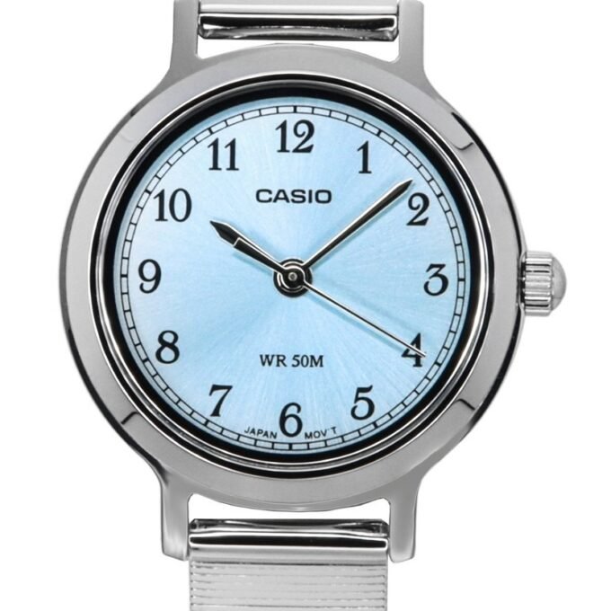 Montre femme Casio LTP-B170D-2BVDF – Acier inoxydable, bracelet maille, verre minéral, étanche 50m, précision ±20s/mois – Bleu