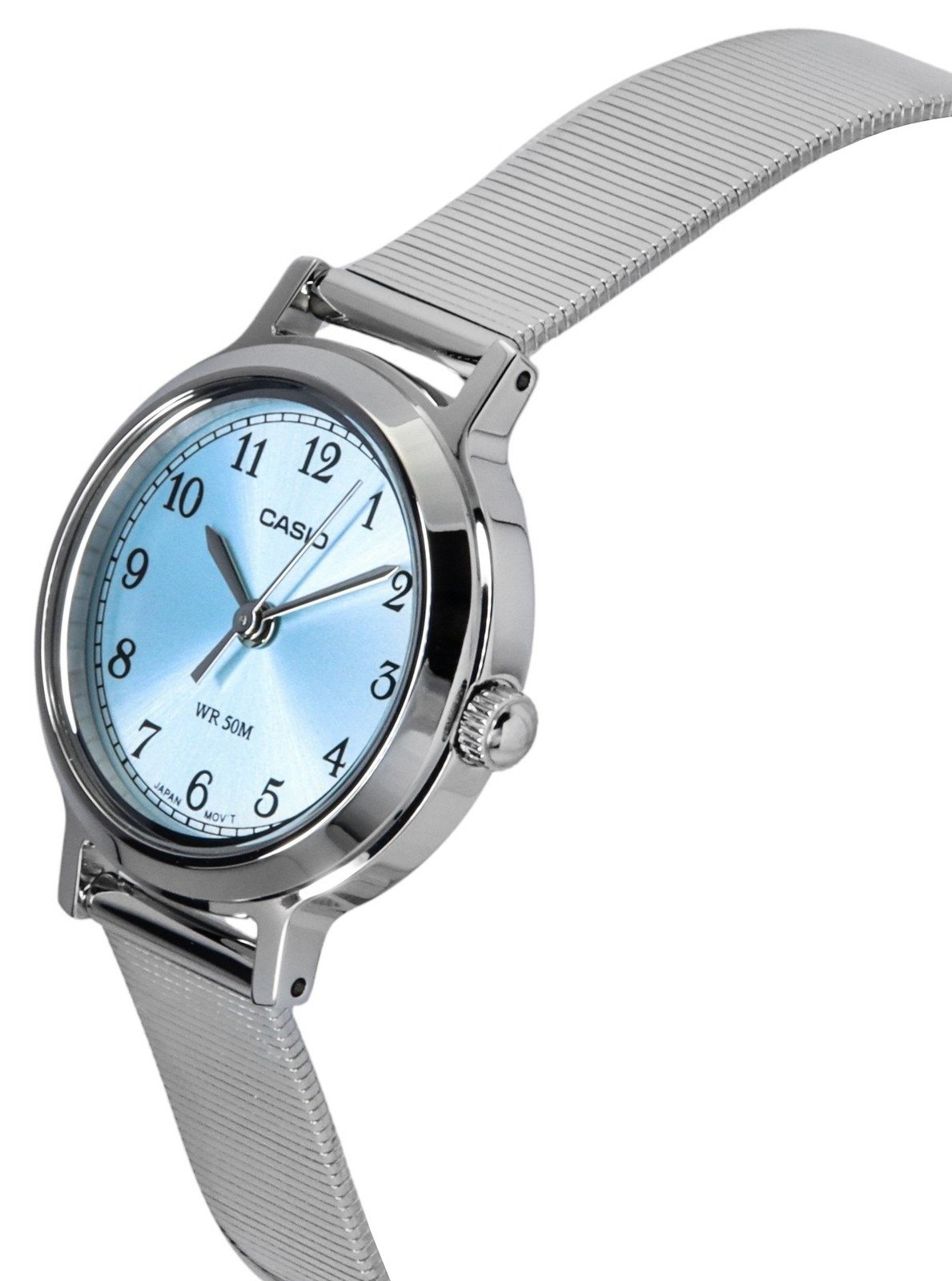 montre femme casio ltp b170d 2bvdf – acier inoxydable, bracelet maille, verre minéral, étanche 50m, précision ±20s/mois – bleu