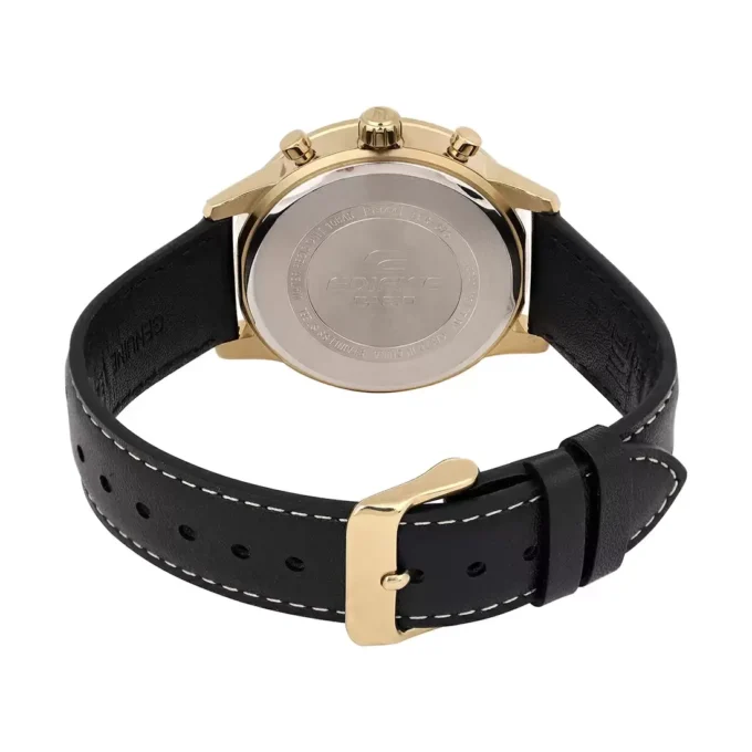 Montre homme EFR-575CL-3ADF Casio – Chronomètre, étanche 100m, boîtier acier inoxydable plaqué or, bracelet cuir, verre minéral sphérique – Vert – Référence EFR-575CL-3ADF