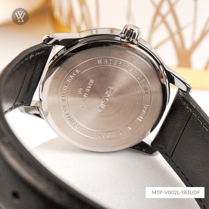 Montre Homme Casio - MTP-V002L-1B3UDF - Bracelet en Cuir Noir - Affichage analogique - Résistant à l'eau