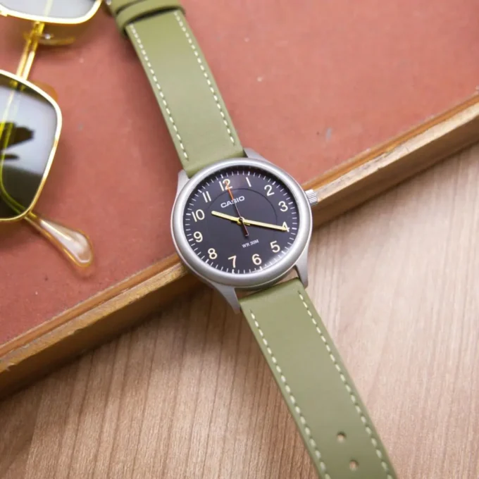 montre classique homme casio mtp b160l 1b2vdf – bracelet cuir noir, Étanche, quartz, design Élégant – référence mtp b160l 1b2vdf