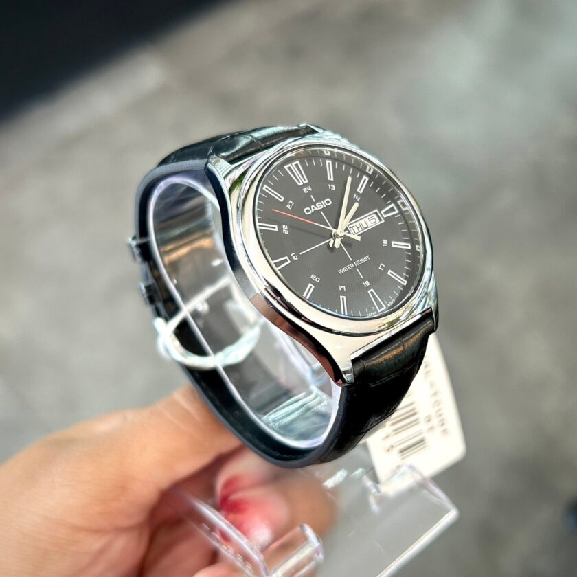 montre homme casio mtp v006l 1cudf bracelet en cuir noir affichage analogique résistant à l'eau
