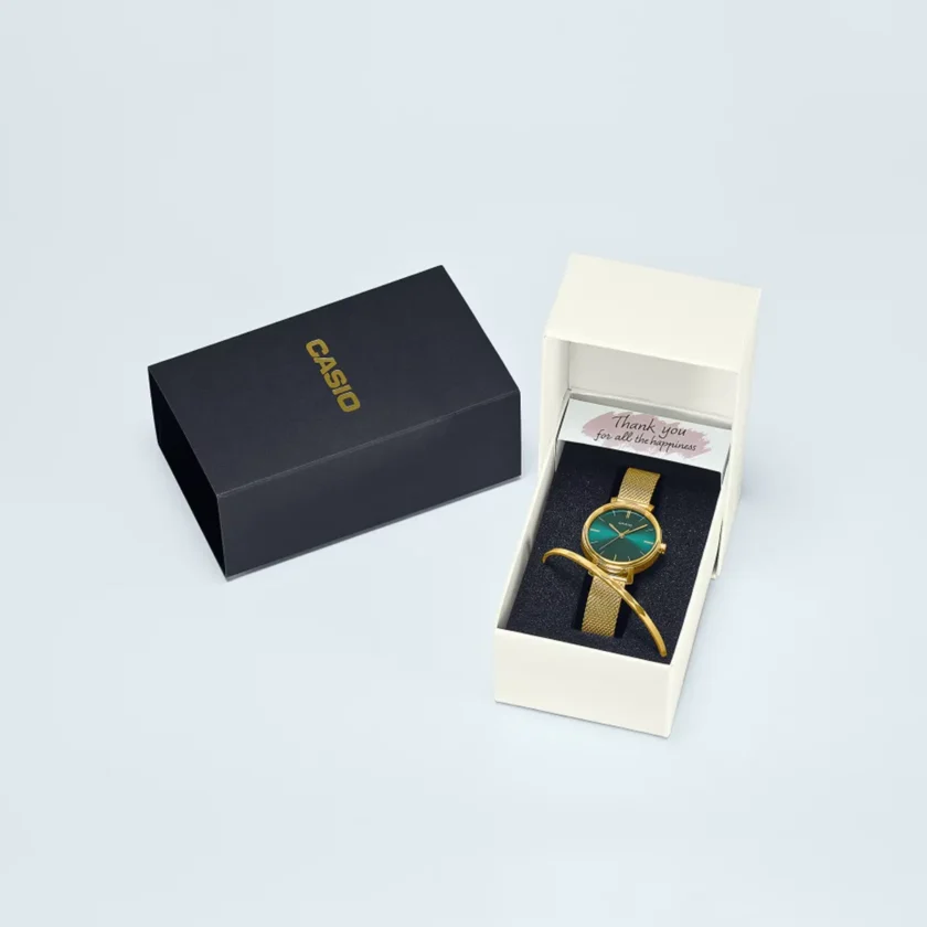 montre classique femme casio ltp 2024vmg 3cdr bracelet acier doré, cadran vert, quartz, Étanche boutique aïwatch