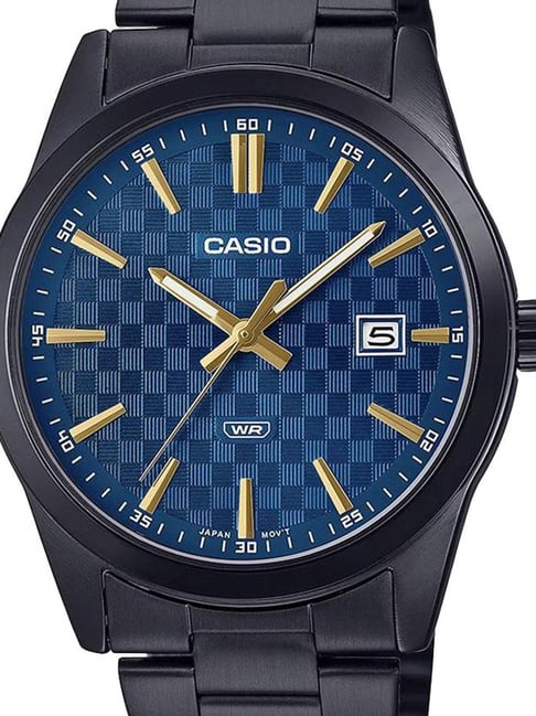montre homme casio mtp vd03b 2audf bracelet en acier inoxydable noir affichage analogique résistant à l'eau