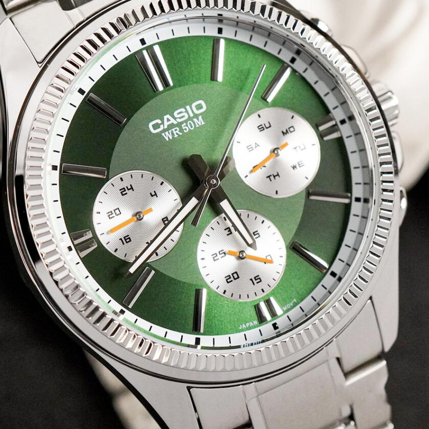montre homme casio mtp 1375d 3avdf bracelet en acier inoxydable affichage analogique résistant à l'eau