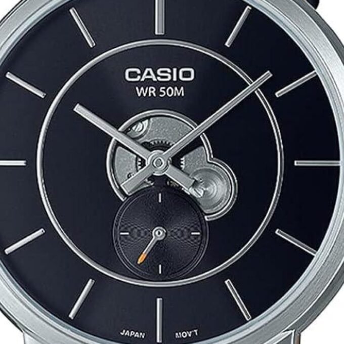 Montre Casio MTP-B130L-1AVDF - Élégance Classique avec Cadran Noir et Bracelet en Cuir - Style Intemporel avec Cuir et Cadran Argenté