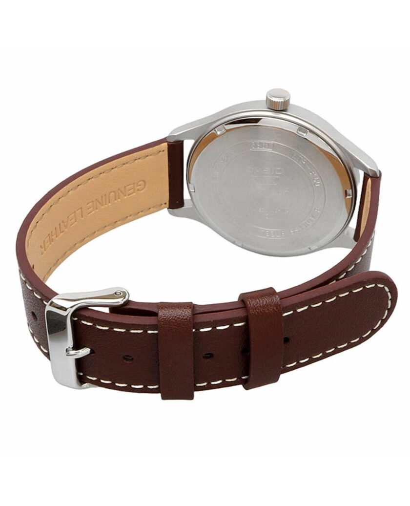montre homme casio mtp b160l 3bvdf bracelet en cuir affichage analogique résistant à l'eau