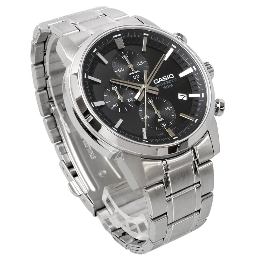 montre homme casio mtp e510d 1a1vdf bracelet en acier inoxydable affichage analogique résistant à l'eau