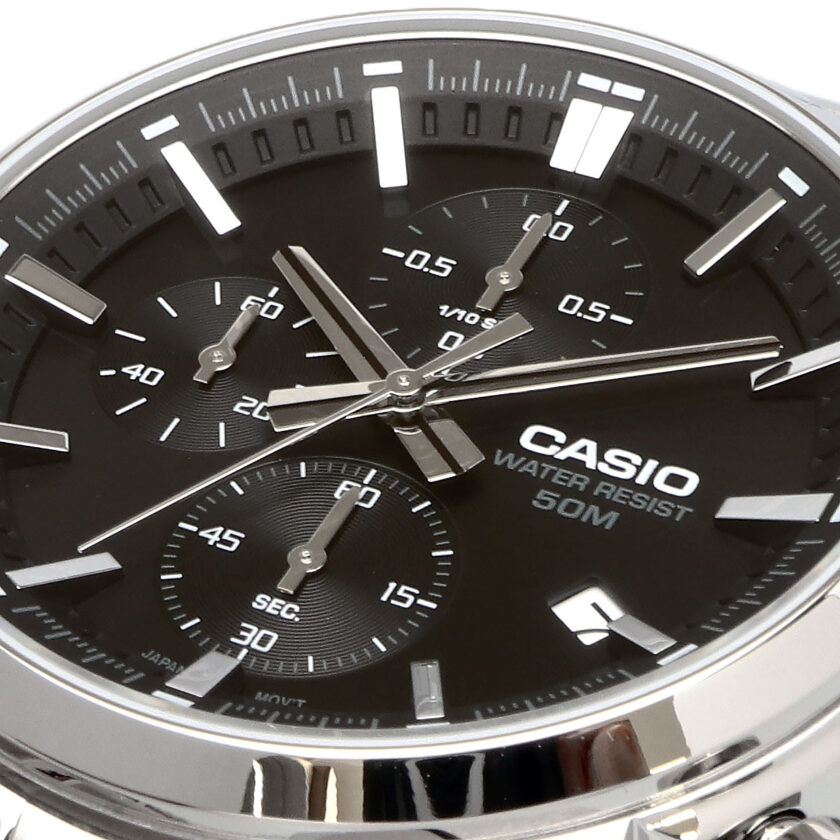 montre homme casio mtp e510d 1a1vdf bracelet en acier inoxydable affichage analogique résistant à l'eau