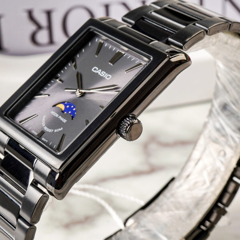 montre homme casio mtp m105b 1avdf bracelet en acier inoxydable noir affichage analogique résistant à l'eau