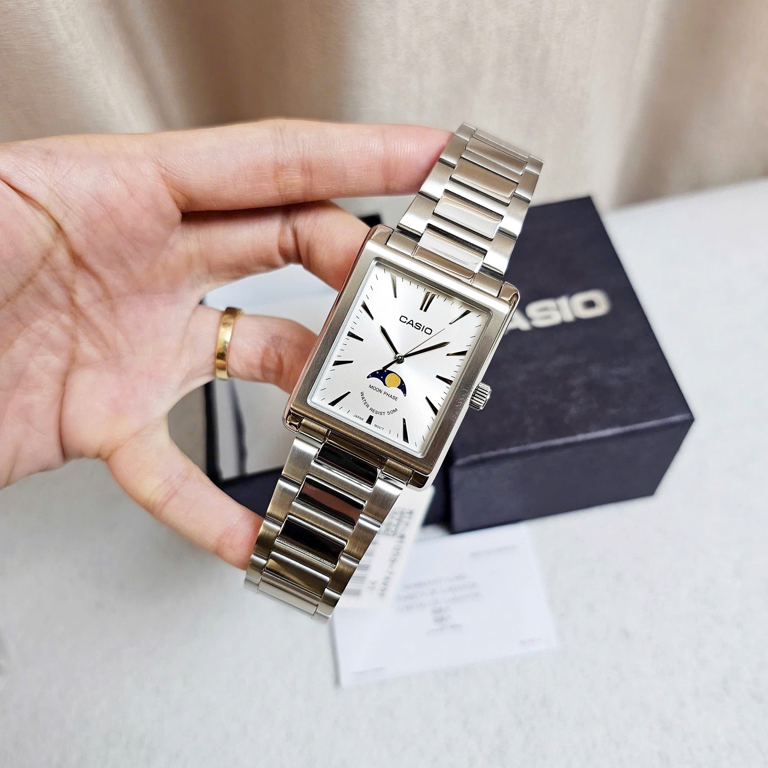 montre homme casio mtp m105d 7avdf bracelet en acier inoxydable affichage analogique résistant à l'eau