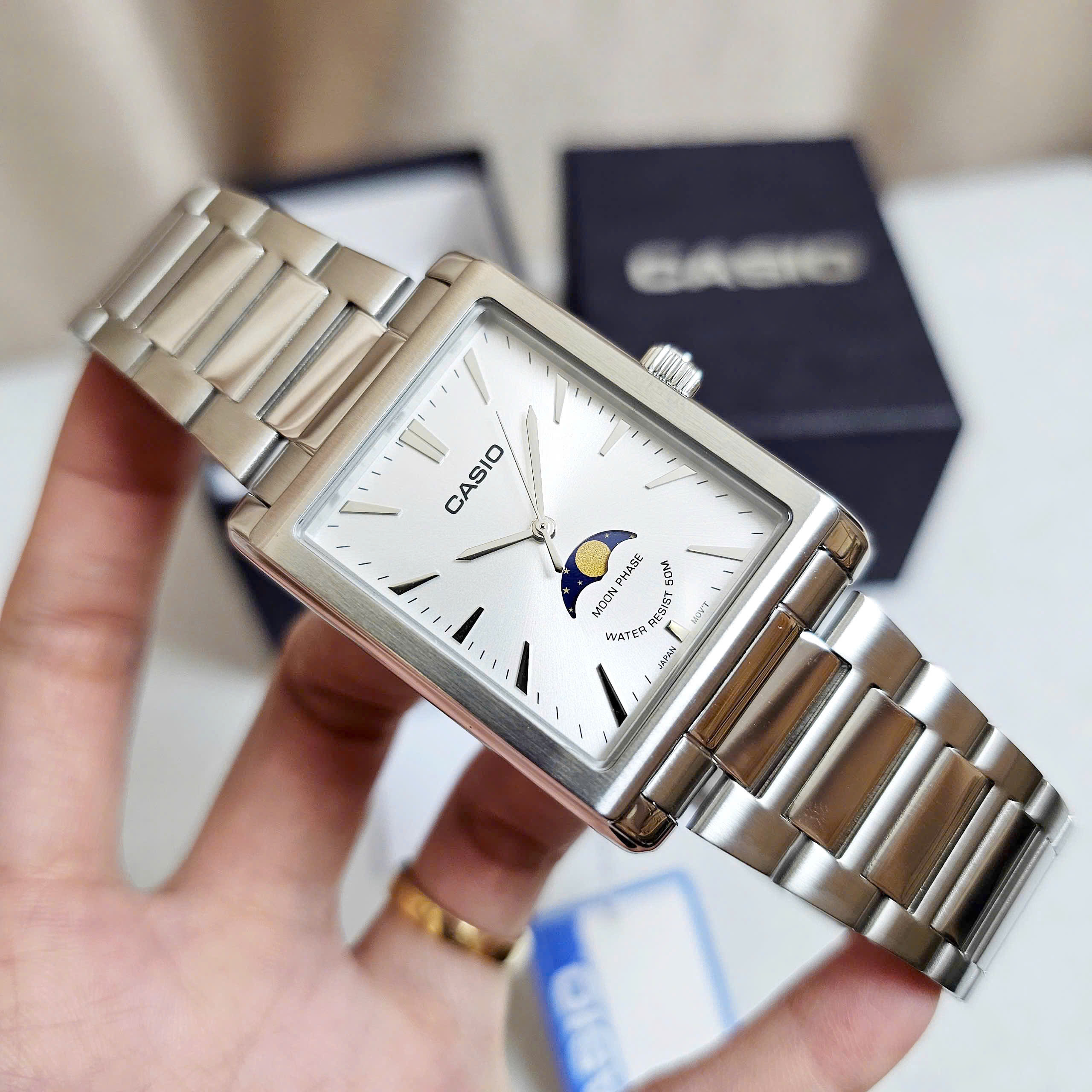 montre homme casio mtp m105d 7avdf bracelet en acier inoxydable affichage analogique résistant à l'eau