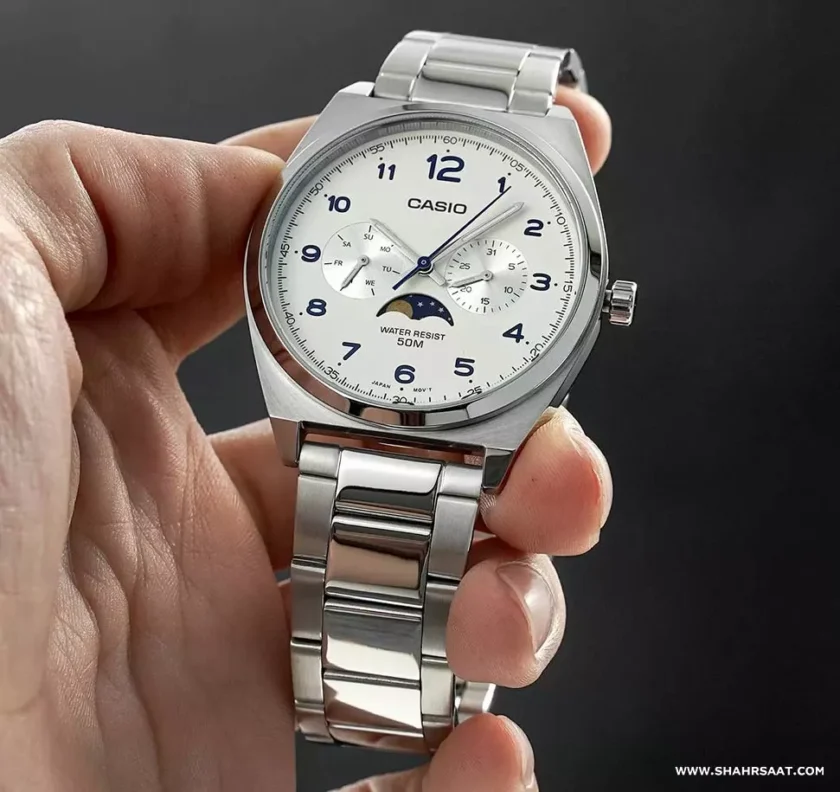 montre classique homme casio bracelet acier inoxydable, résistante à leau, design Élégant référence mtp m100d 7avdf argent