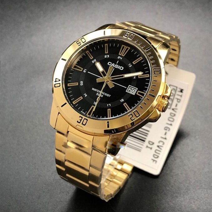 Montre Casio MTP-VD01G-1CVUDF - Homme - Quartz, Résistance à lEau 50m, Verre Minéral, Cadran Noir - Acier Inoxydable - Argent - MTP-VD01G-1CVUDF