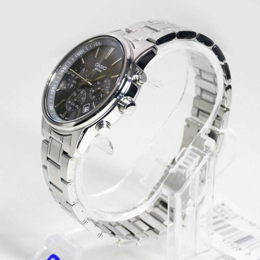 montre classique casio homme chronographe Élégant, Étanche 50m, verre minéral, bracelet acier inoxydable argent mtp e515d 8avdf