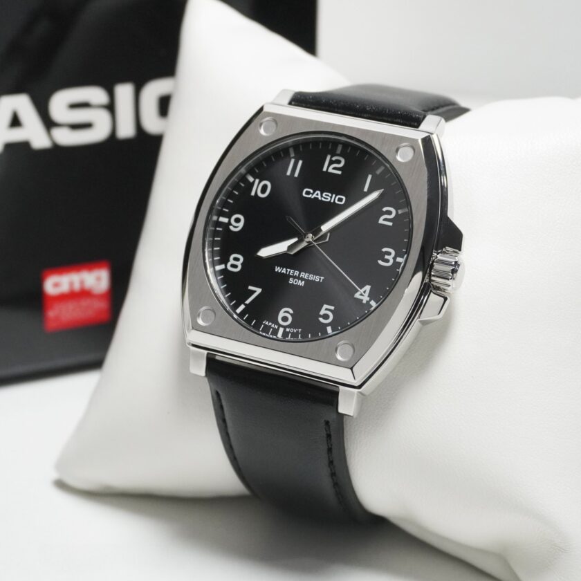 montre classique casio homme design Élégant, bracelet cuir, résistante à leau, mouvement quartz noir référence mtp e730l 1avdf