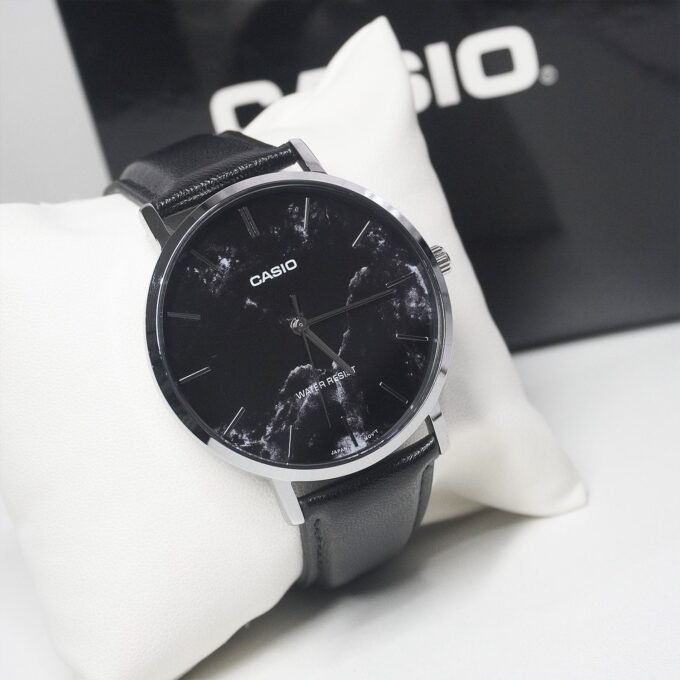 casio enticer hommes analogique cadran bracelet en cuir mtp vt01lm 1audf noir