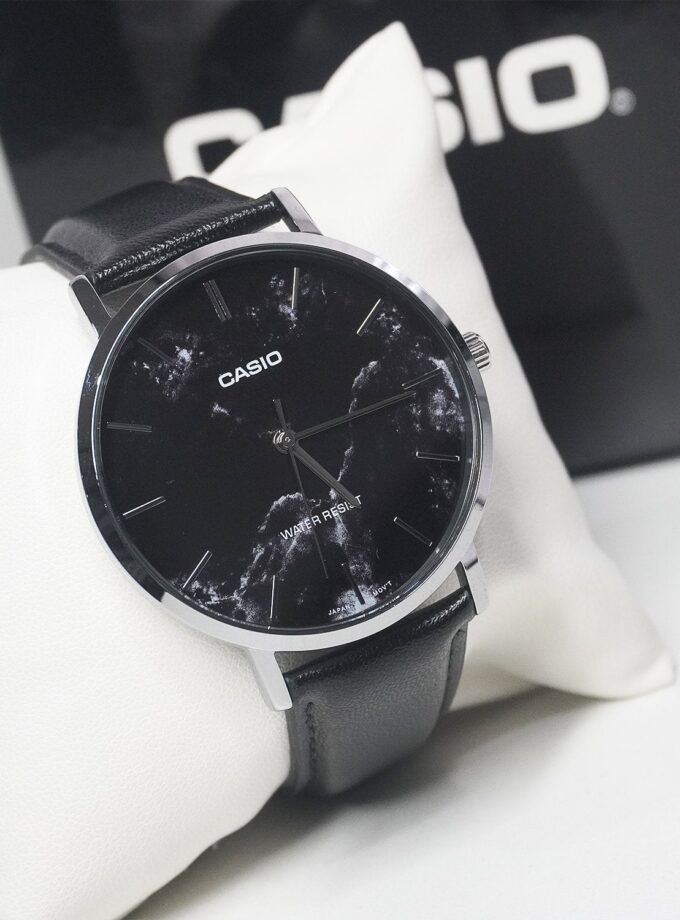 casio enticer hommes analogique cadran bracelet en cuir mtp vt01lm 1audf noir
