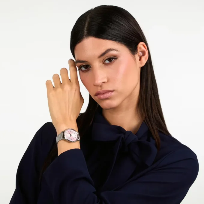 Montre Femme Trussardi - Acier Inoxydable, Bracelet Métal Argent, Étanche, Élégante - Bracelet Argent, Cadran Rose - Référence R2453152514