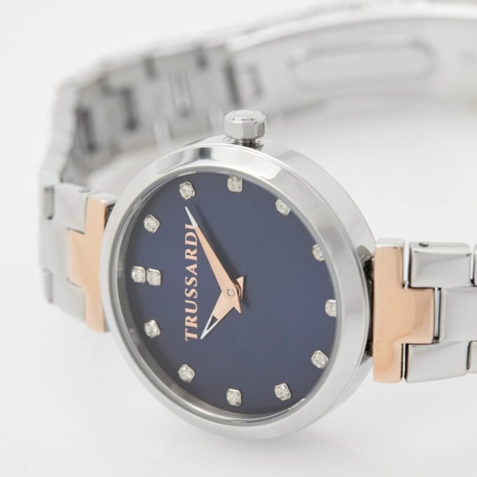 Montre femme Trussardi Loud - Acier, Cadran bleu, Bracelet argent, Étanche 50m, Boîte dorigine, Garantie internationale - R2453164504