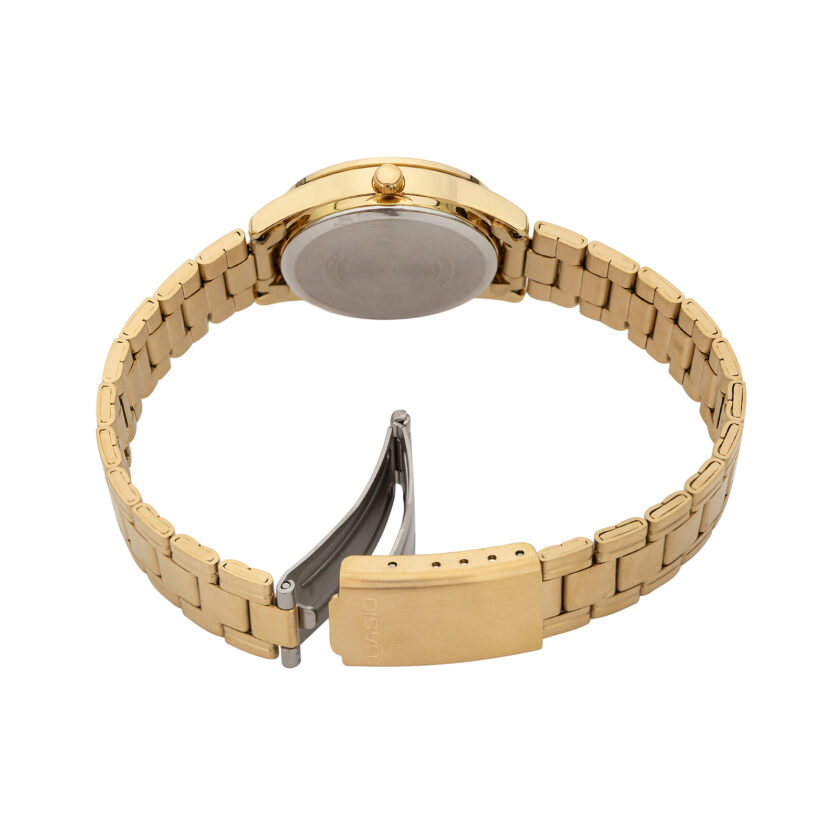 montre femme casio ltp v005g 7budf bracelet en acier inoxydable or affichage analogique résistant à l'eau