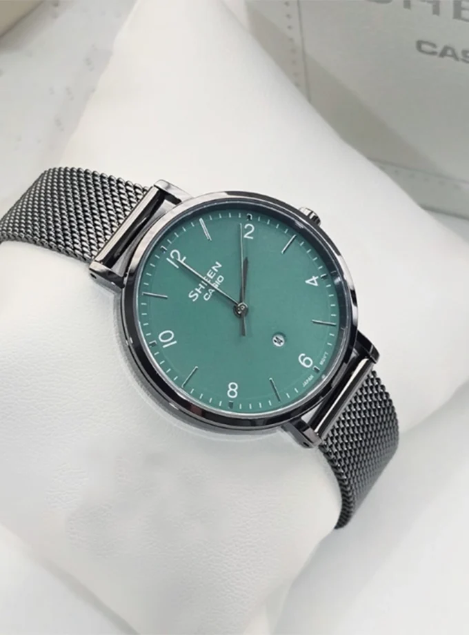 montre casio pour femme she 4562bm 3audf verre cristal de saphir résistance à l'eau de 50m fermoir réglable verre saphir