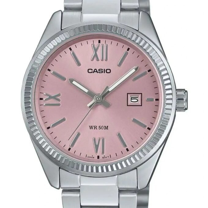 Montre Analogique Casio pour Femme, Acier Inoxydable, Cadran Rose, Quartz - LTP-1302DD-4A1VDF