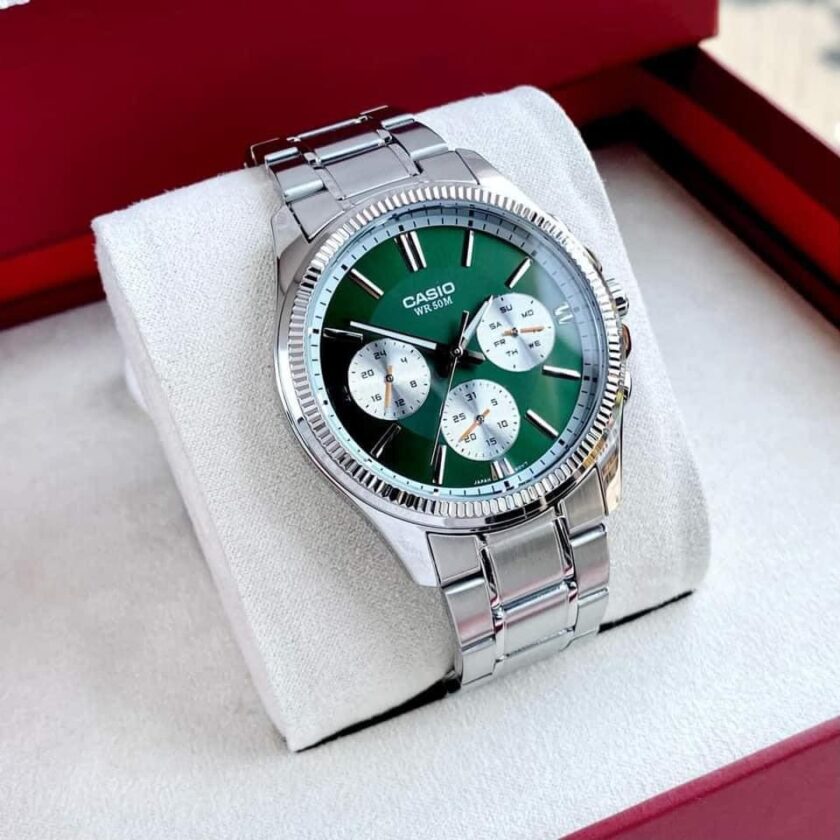 montre homme casio mtp 1375d 3avdf bracelet en acier inoxydable affichage analogique résistant à l'eau