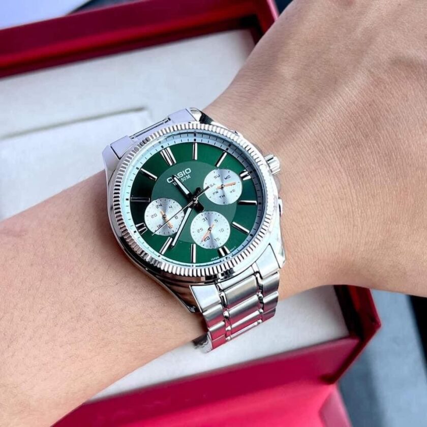 montre homme casio mtp 1375d 3avdf bracelet en acier inoxydable affichage analogique résistant à l'eau