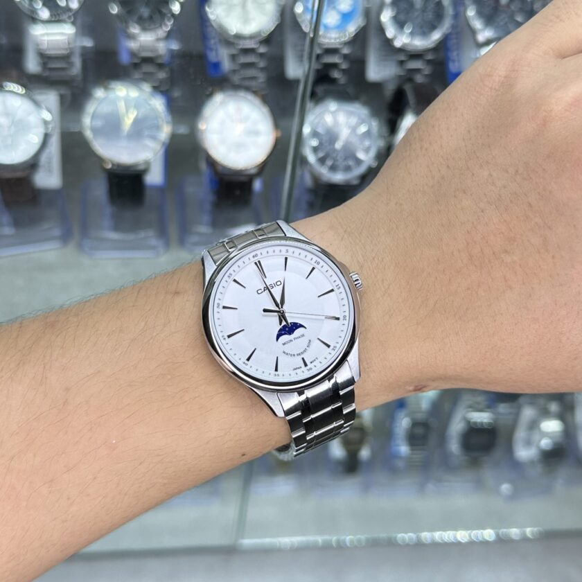 montre classique homme casio bracelet acier inoxydable, résistante à leau, design Élégant référence mtp m100d 7avdf argent