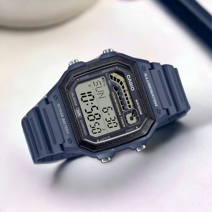 Montre Casio WS-1600H-2AVDF pour Homme - Résine Bleue, 100m Étanche, Chronographe et Alarme - Bleue