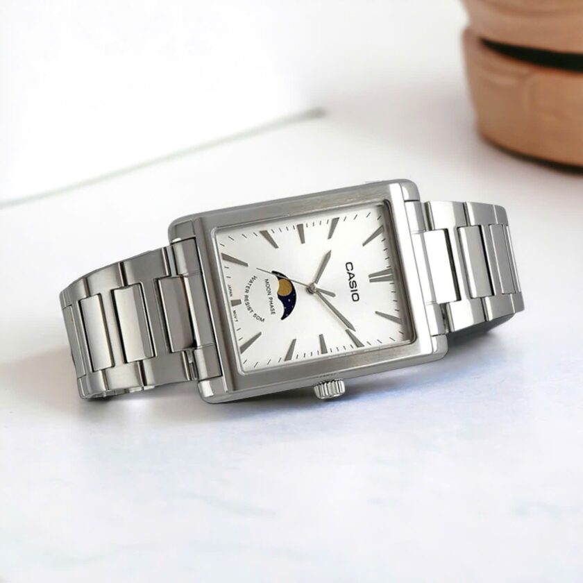montre homme casio mtp m105d 7avdf bracelet en acier inoxydable affichage analogique résistant à l'eau