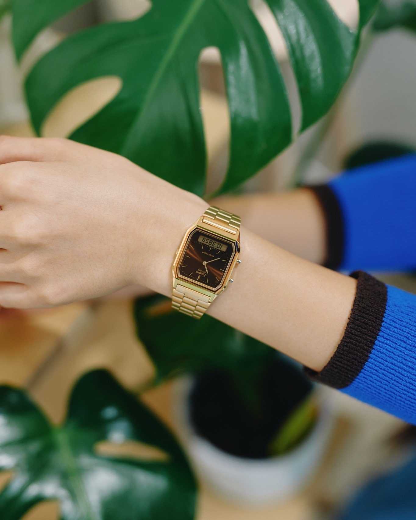 montre classique casio unisexe design vintage, bracelet métallique, résistance à leau, fonction chronographe acier inoxydable argenté aq 230ga 5amqydf